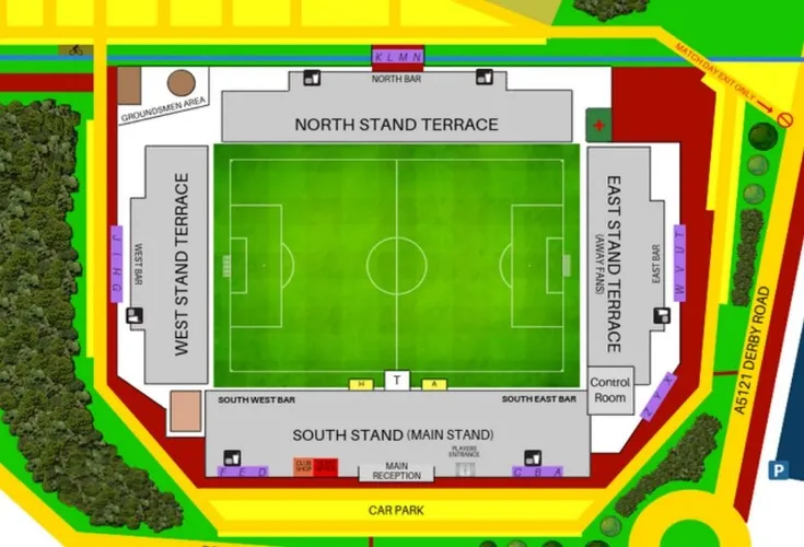Sơ đồ bố trí các khán đài tại Pirelli Stadium