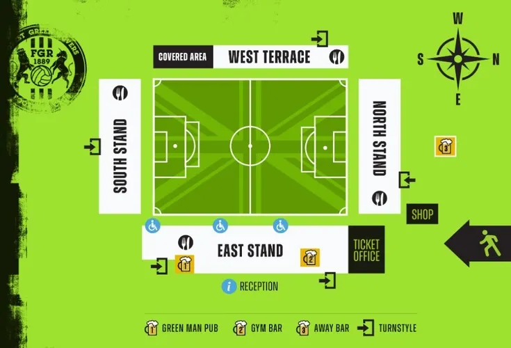 Sơ đồ chi tiết sân vận động The New Lawn của Forest Green Rovers