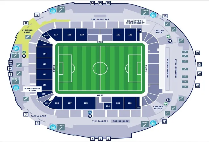 Sơ đồ chỗ ngồi chi tiết của sân vận động Tottenham Hotspur, giúp fan chọn vị trí lý tưởng
