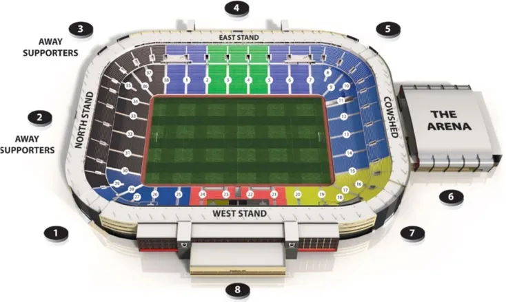 Sơ đồ chỗ ngồi chi tiết của Stadium MK, giúp người hâm mộ dễ dàng tìm vị trí
