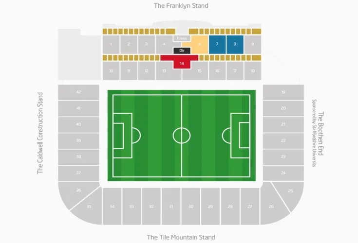 Sơ đồ chỗ ngồi chi tiết sân Bet365 Stoke City, hướng dẫn tìm vị trí khán đài