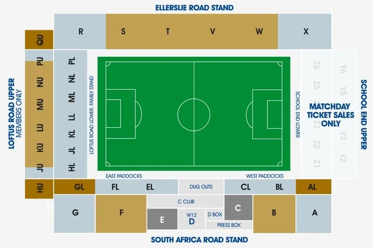 Sơ đồ chỗ ngồi sân vận động Loftus Road