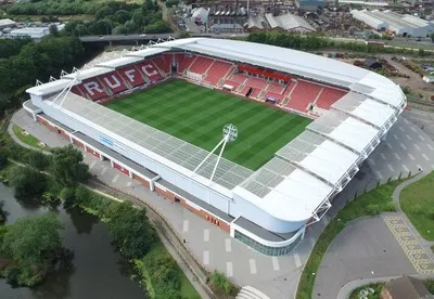 Toàn cảnh sân vận động New York Stadium từ trên cao, sân nhà CLB Rotherham United